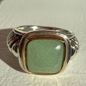 ESPO Jade 14K Yellow Gold Gold & 925 Sterling Silver Ring Sz 8.75